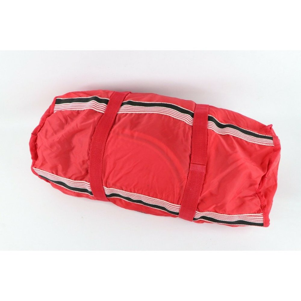 Vtg 90s Pizza Hut Striped Spell Out Handled Duffel Gym Bag Carry On Red Nylon - Picture 8 of 9